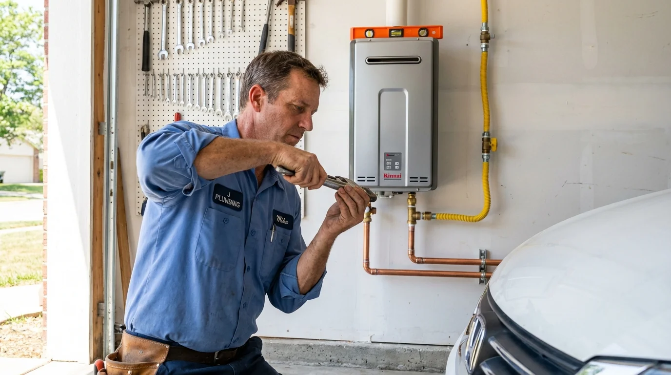 Tankless water heater installation by a Johns Plumbing LLC plumber in Clever